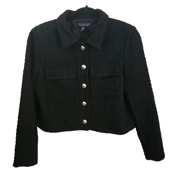 Rachel Zoe Black Boucle Cropped Jacket Size M - Picture 2 of 7